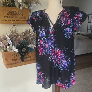 Floral Black Women's Top